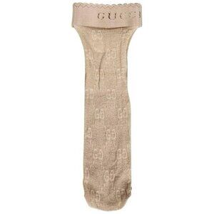 NEW Gucci Socks BEIGE NUDE GG PRINT LUREX LACE SIZE S